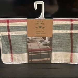 New Bee & Willow Holiday Plaid Table Runner 100% Cotton